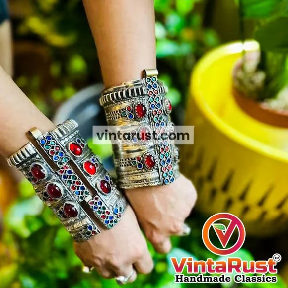 Jewelry - Single  Vintage Afghan Cuff, Single Cuff, Afghan Handcuff Bracelet,